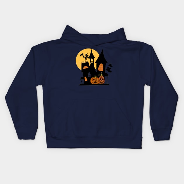 Pumpkin Haunted Mansion Kids Hoodie by ShubShank